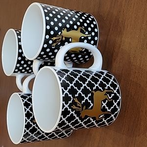 Set of 4 oversized gold Stag mugs